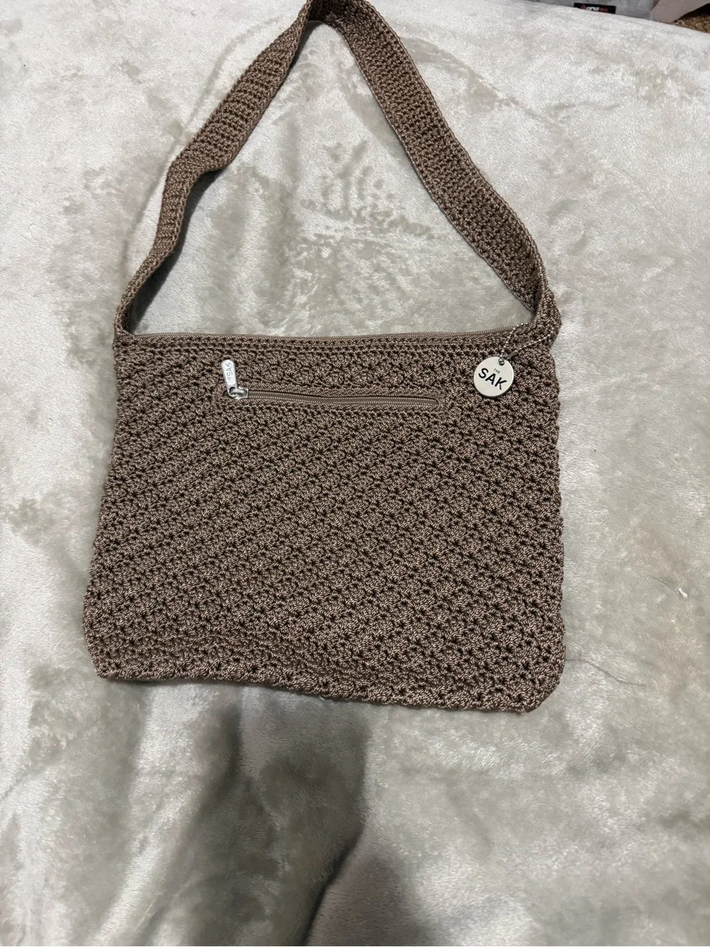 The SAK Woven Shoulder Bag in Taupe